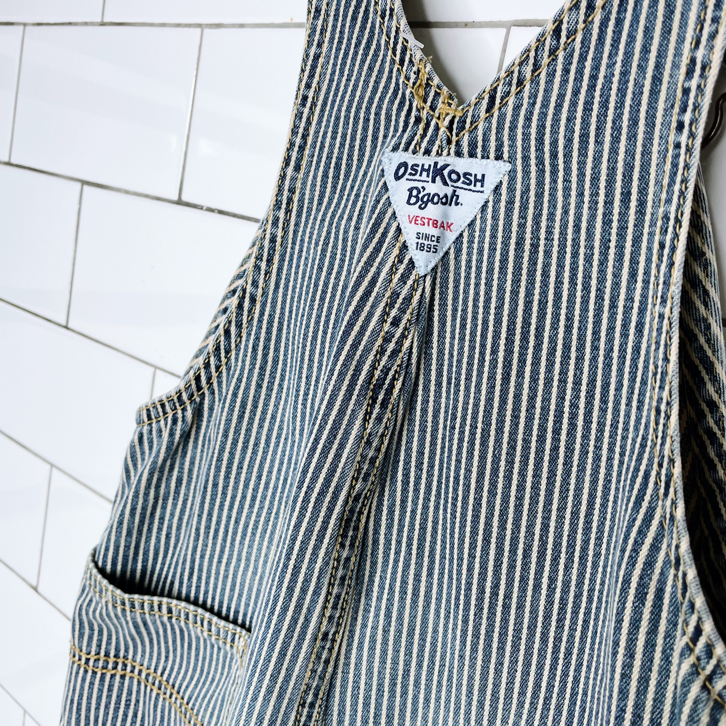 vintage oshkosh striped denim overalls