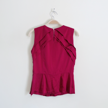 vintage oscar de la renta sleeveless pleated silk blouse - size 8
