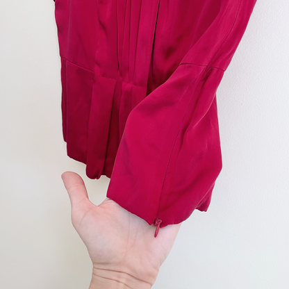 vintage oscar de la renta sleeveless pleated silk blouse - size 8