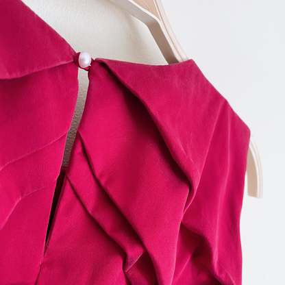 vintage oscar de la renta sleeveless pleated silk blouse - size 8