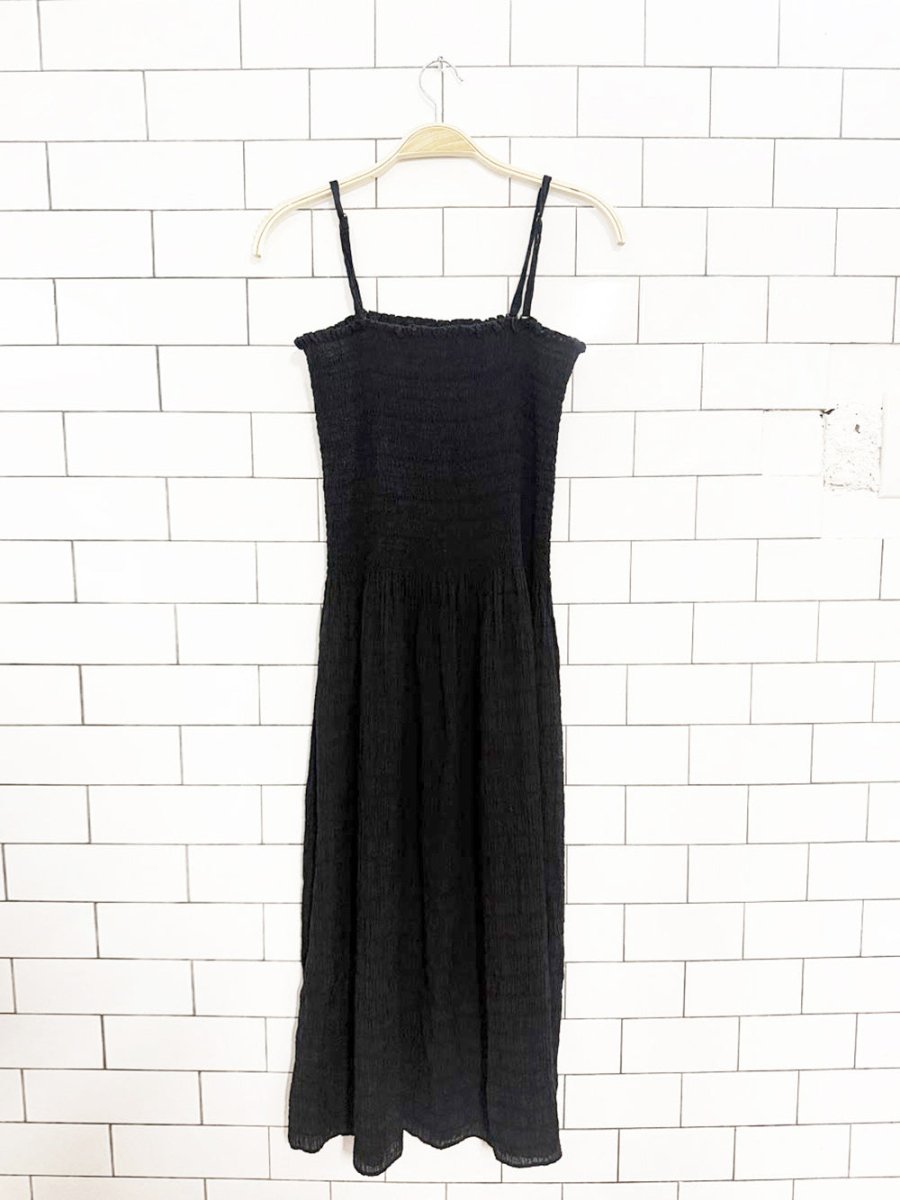 & other stories smocked spaghetti strap midi dress | anthropologie - good market thrift store