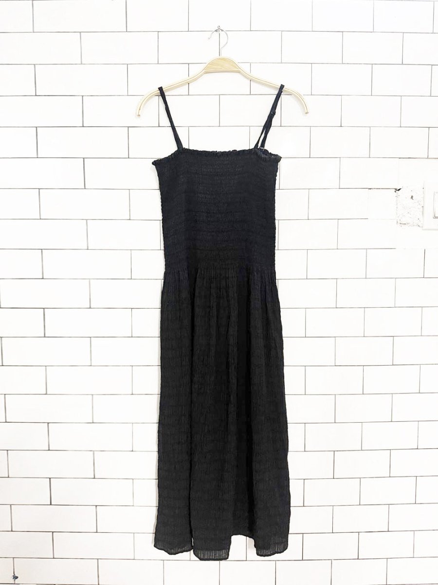 & other stories smocked spaghetti strap midi dress | anthropologie - good market thrift store