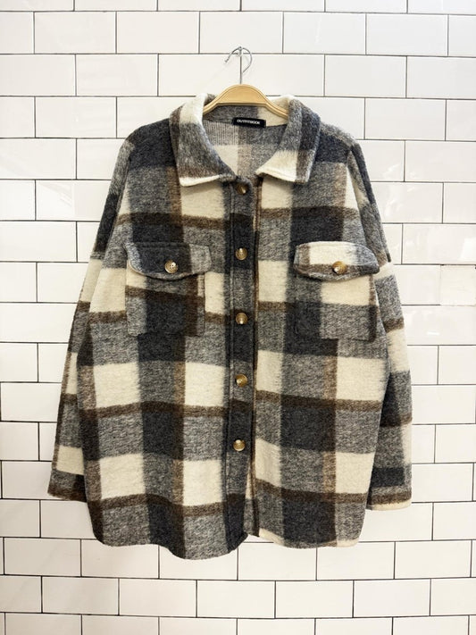 outfitbook wool - blend check shirt jacket | made in Italy - good market thrift store