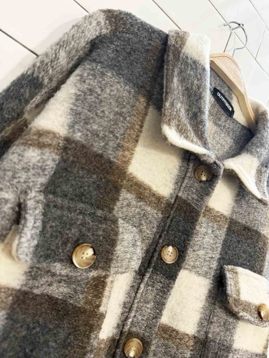outfitbook wool - blend check shirt jacket | made in Italy - good market thrift store