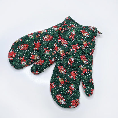 x2 vintage santa holiday oven mitts