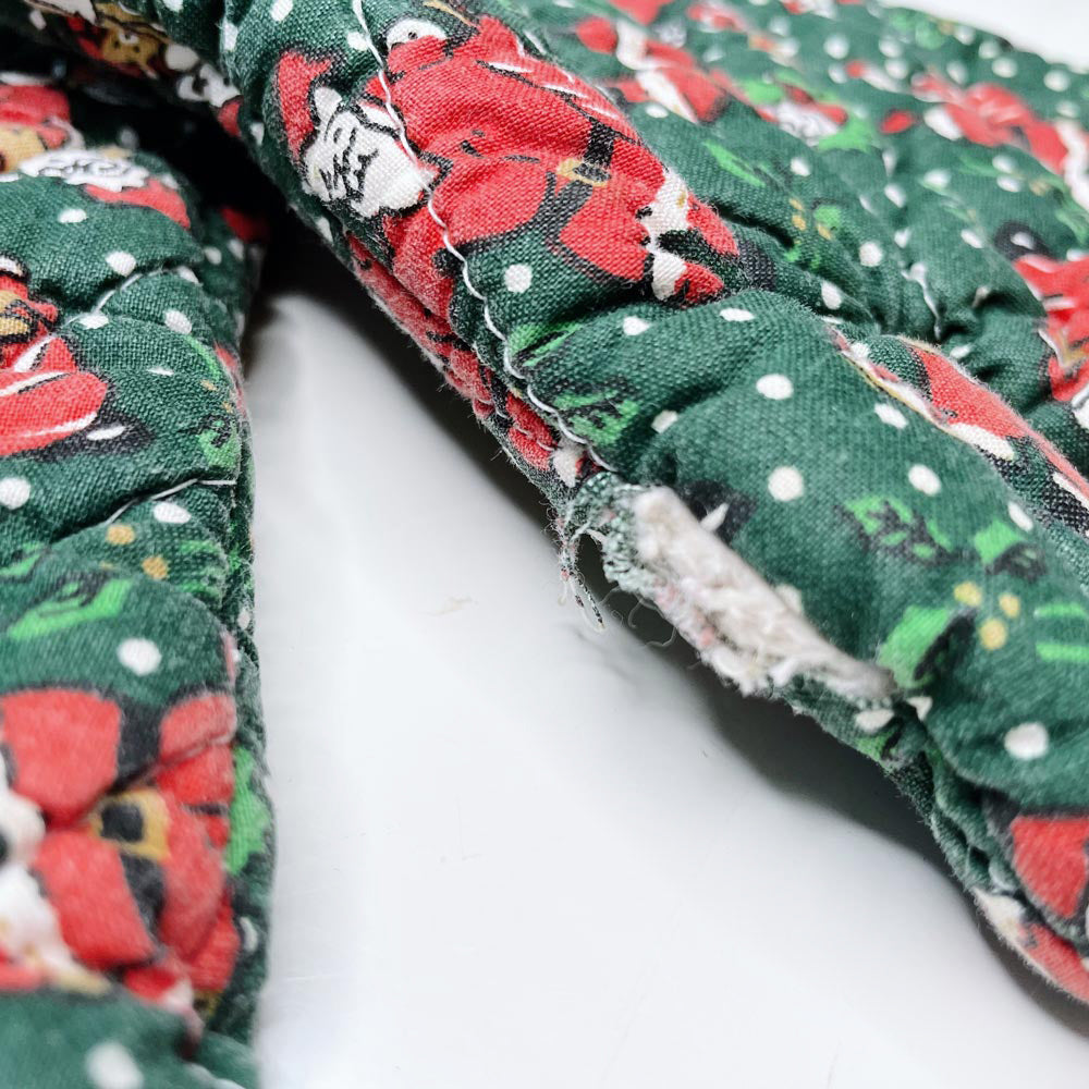 x2 vintage santa holiday oven mitts