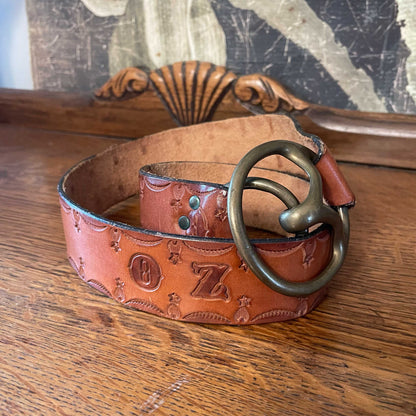 vintage oz tooled leather belt - one size