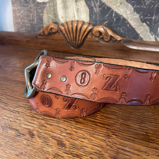 vintage oz tooled leather belt - one size