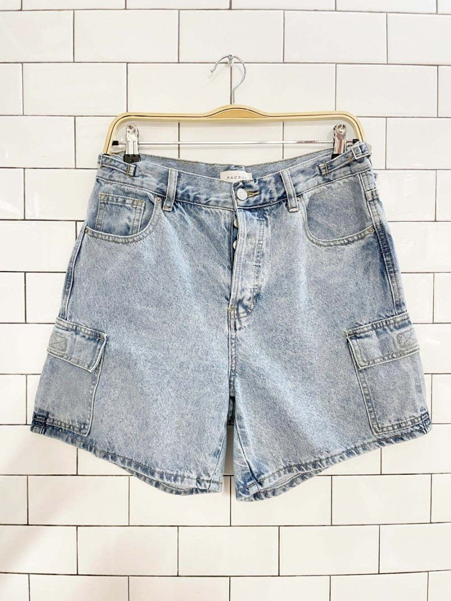 pacsun baggy denim dad cargo shorts - good market thrift store