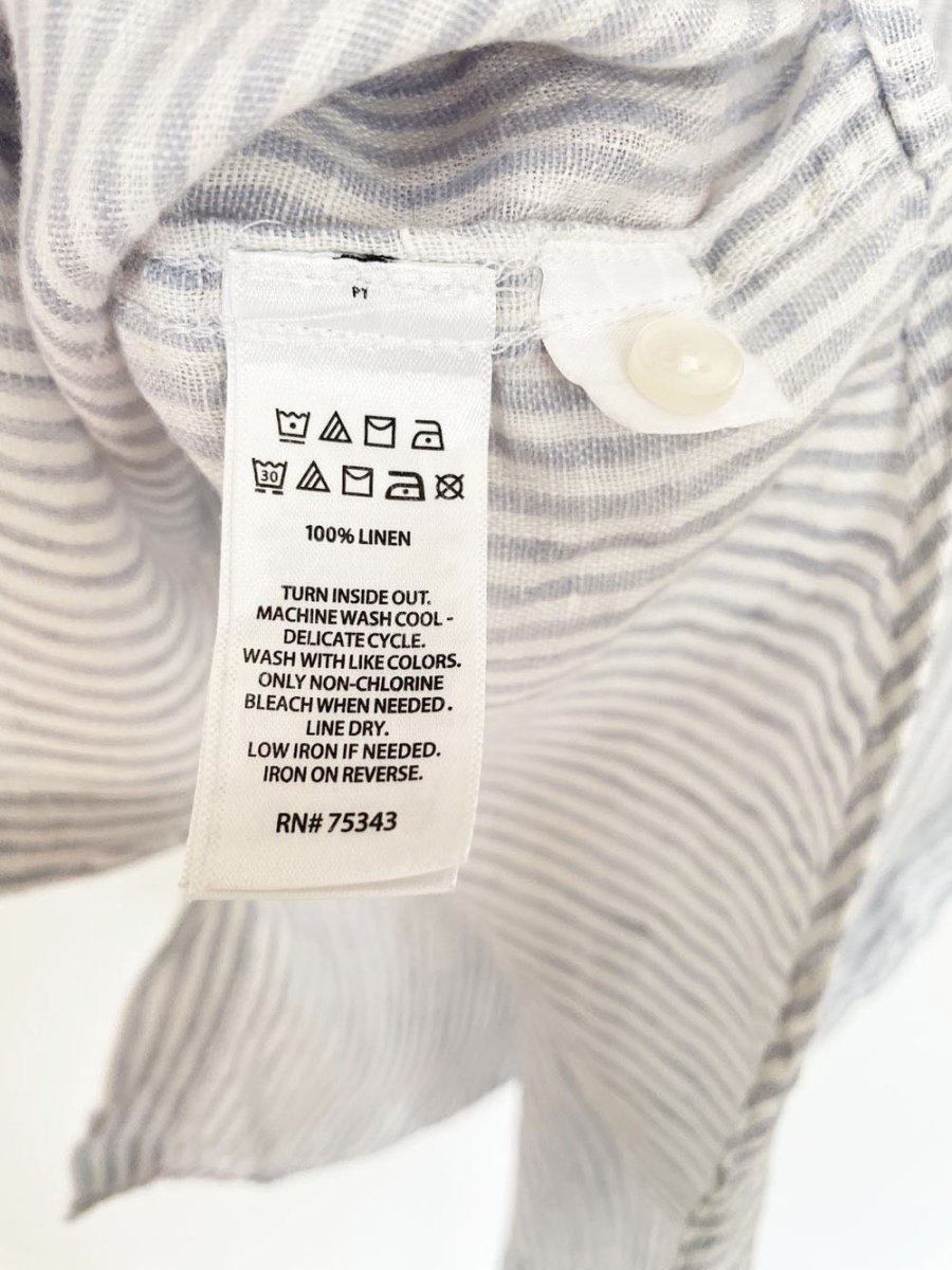 panama jack 100% linen blue stripe relaxed shirt - good market thrift store