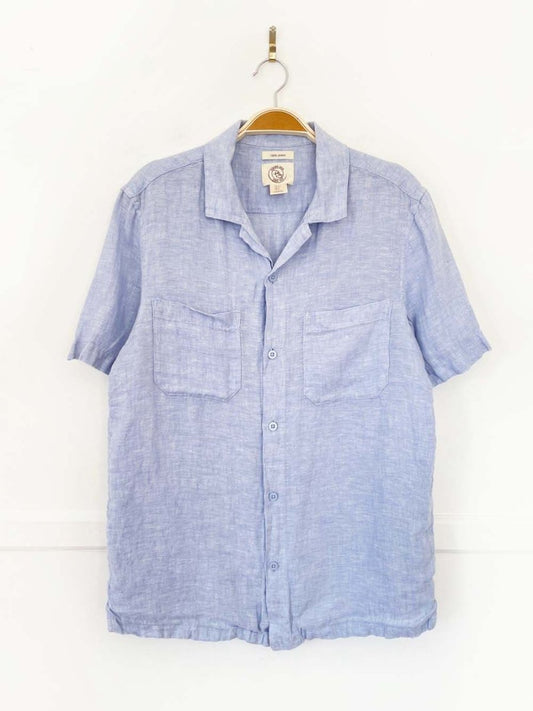 panama jack 100% linen relaxed full button shirt - good market thrift store
