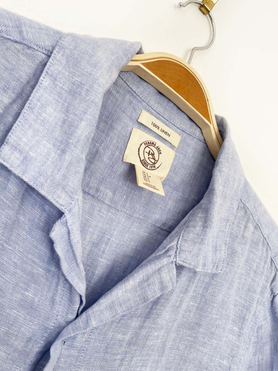 panama jack 100% linen relaxed full button shirt - good market thrift store