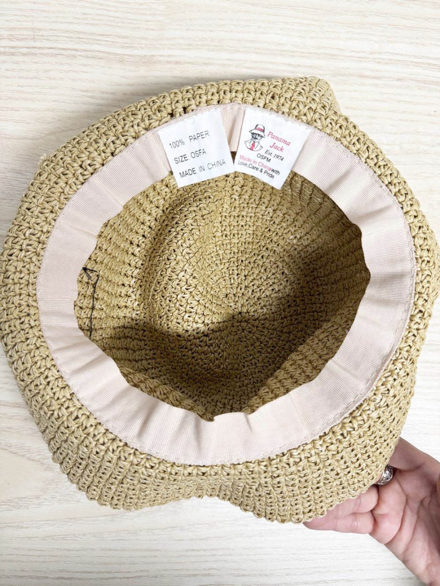 panama jack woven raffia floppy bucket hat - good market thrift store