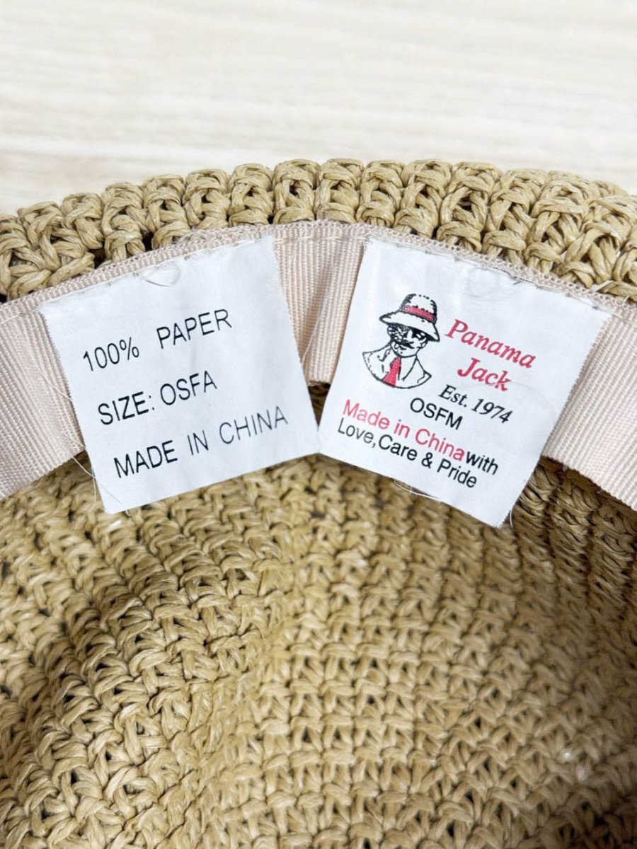 panama jack woven raffia floppy bucket hat - good market thrift store