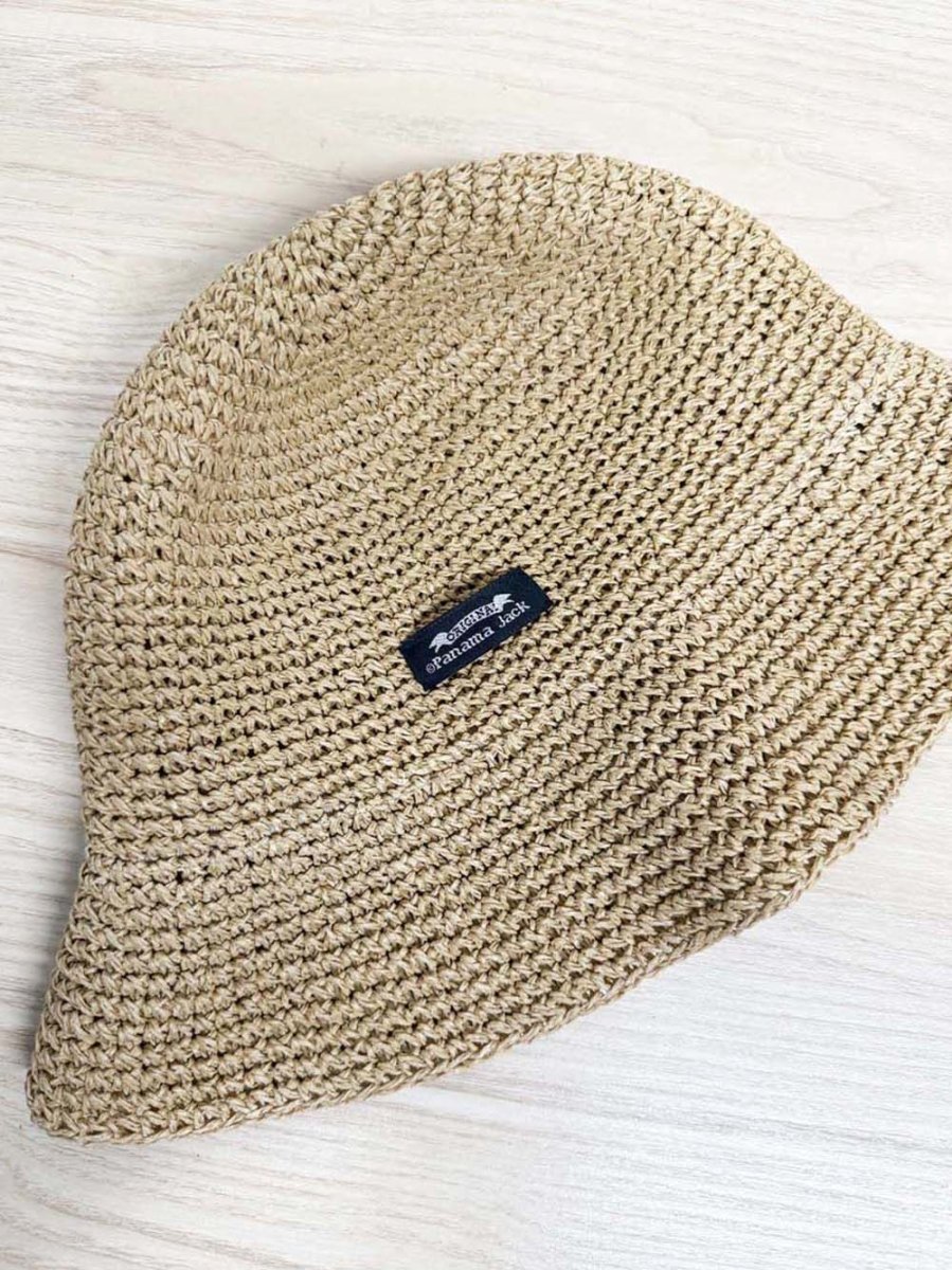 panama jack woven raffia floppy bucket hat - good market thrift store