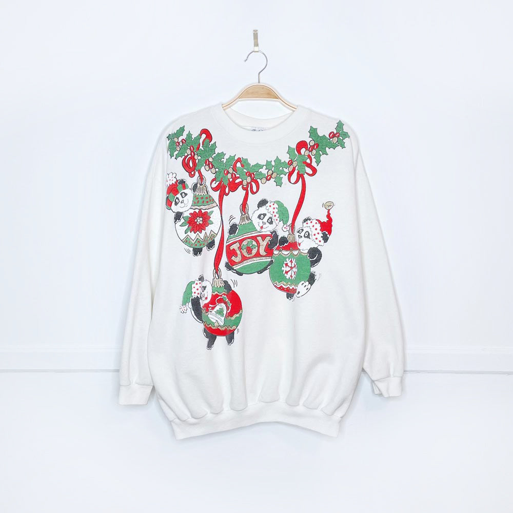 vintage 90s made in usa tee dees holiday pandas graphic crew