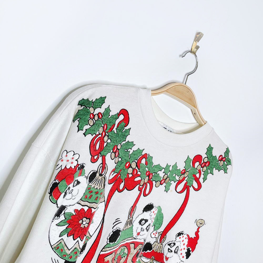 vintage 90s made in usa tee dees holiday pandas graphic crew