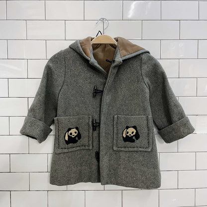 vintage handmade panda bear wool toggle coat - size 5