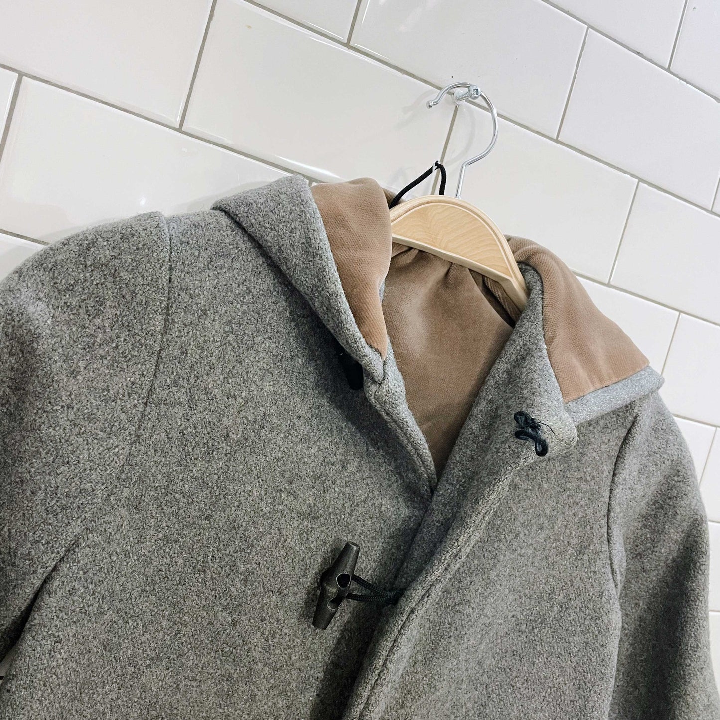 vintage handmade panda bear wool toggle coat - size 5