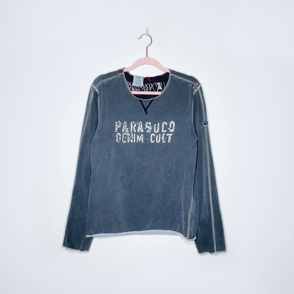 vintage parasuco contrast stitch long sleeve tee - size small