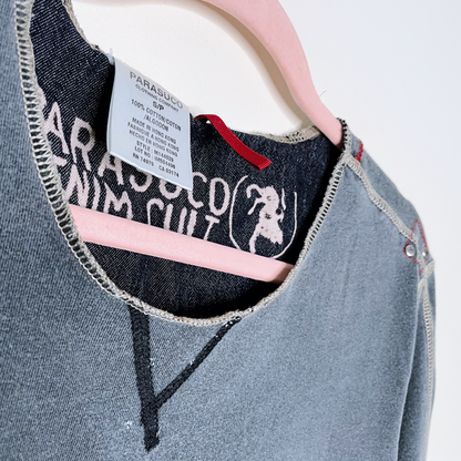 vintage parasuco contrast stitch long sleeve tee - size small