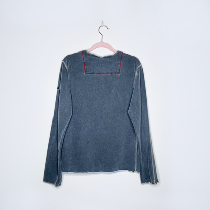 vintage parasuco contrast stitch long sleeve tee - size small