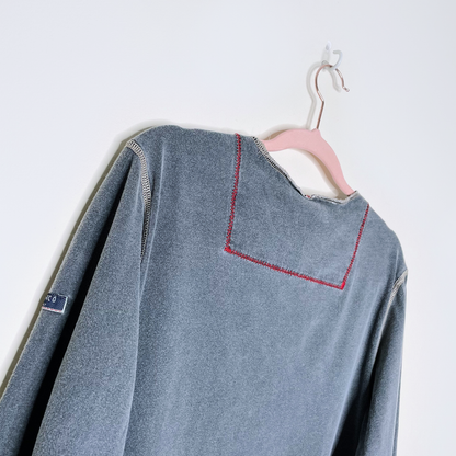 vintage parasuco contrast stitch long sleeve tee - size small