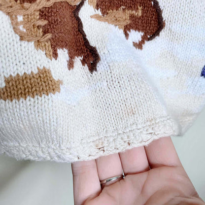 vintage 90s pariscope old saint nick scene knit sweater - size medium