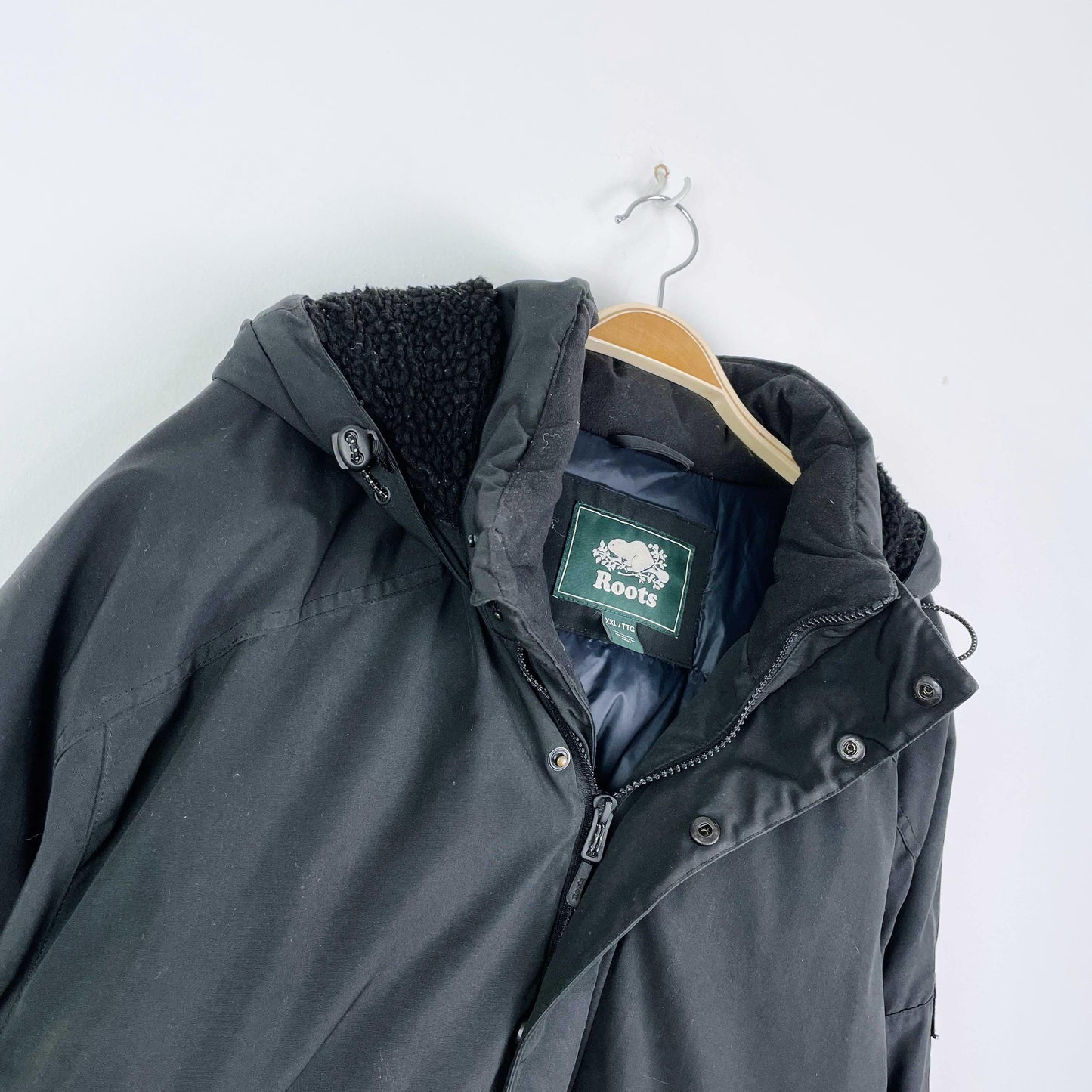 roots 2018 jasper black down parka - size xxl