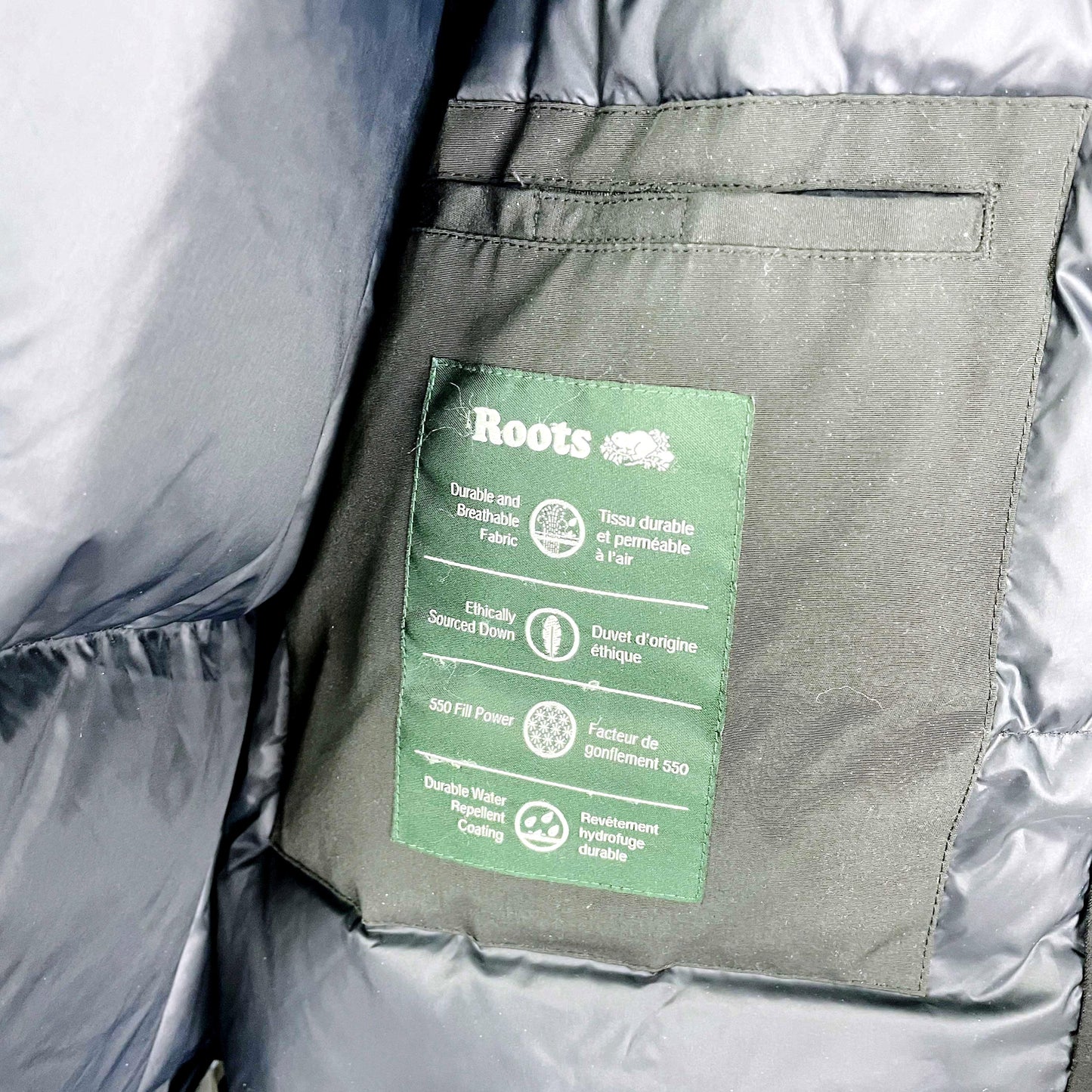 roots 2018 jasper black down parka - size xxl