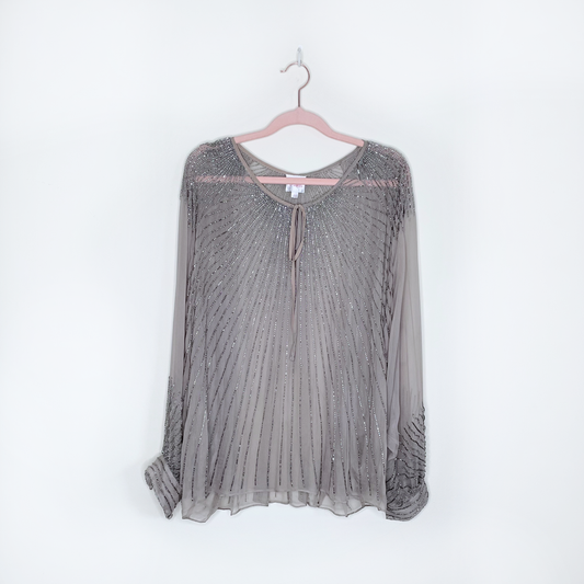 parker silk chiffon batwing beaded blouse - size small