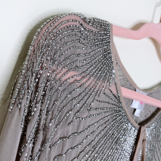 parker silk chiffon batwing beaded blouse - size small