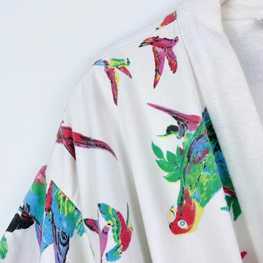 vintage intimate details tropical parrot terry lined robe