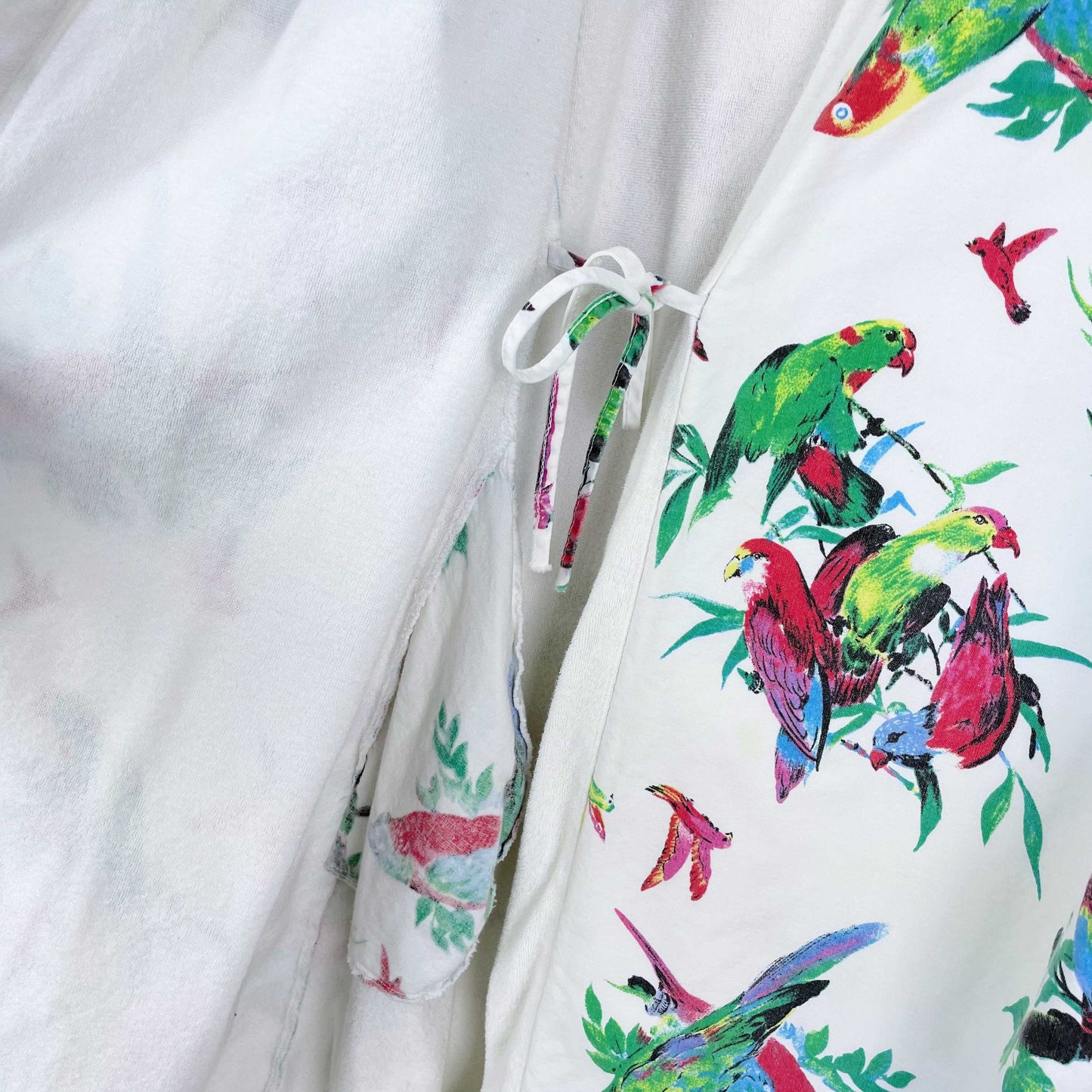 vintage intimate details tropical parrot terry lined robe