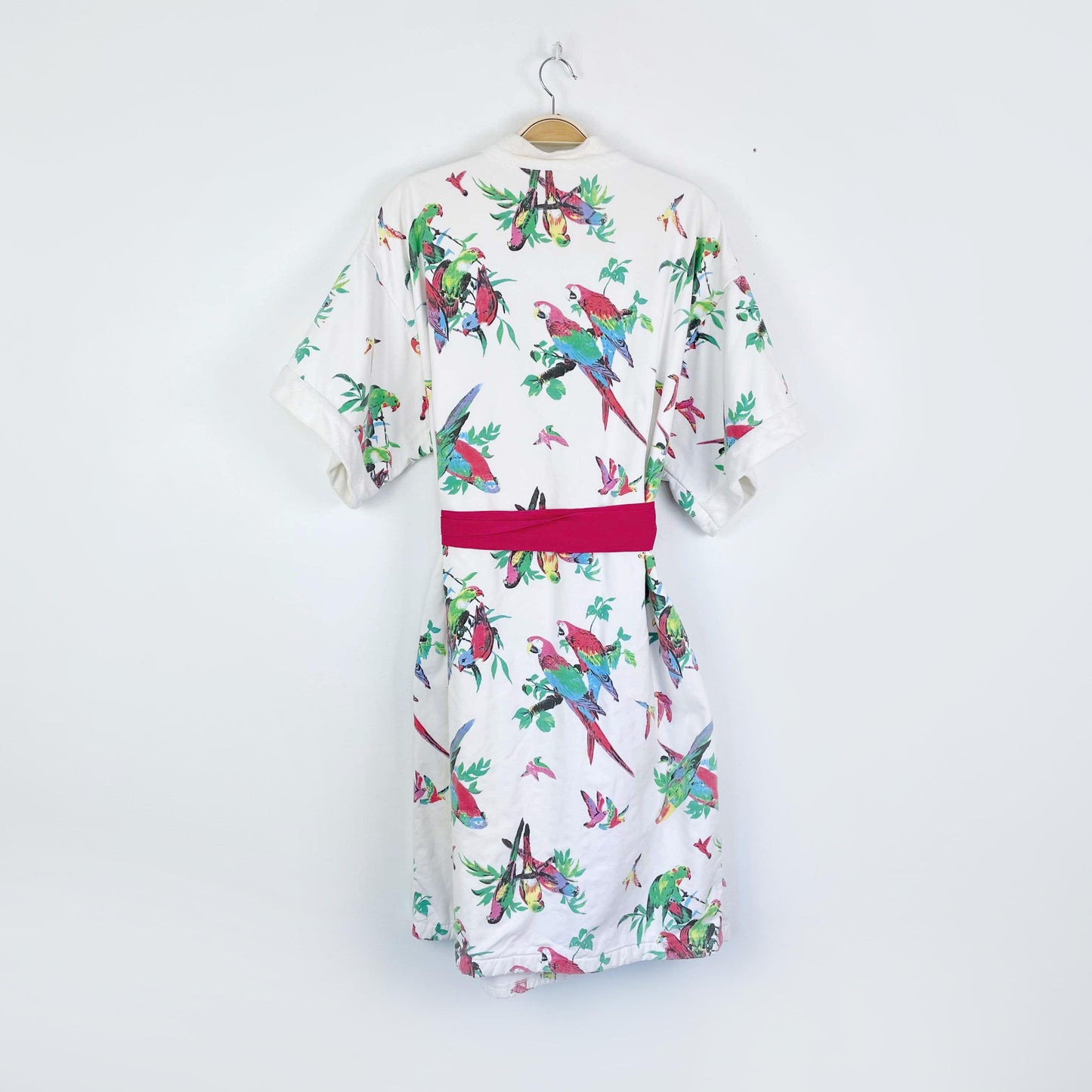 vintage intimate details tropical parrot terry lined robe