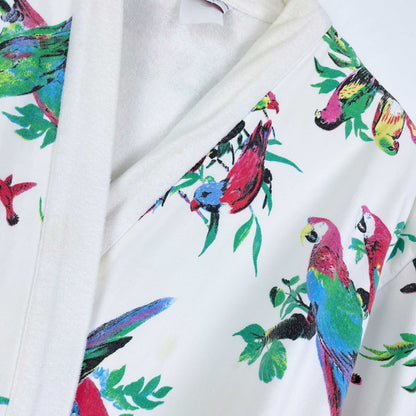 vintage intimate details tropical parrot terry lined robe