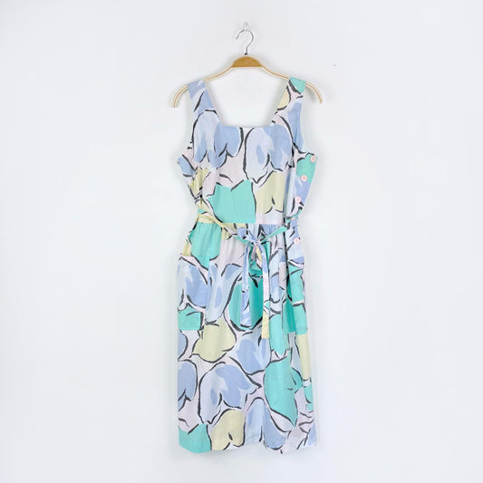vintage 80s sears pastel tulips house dress
