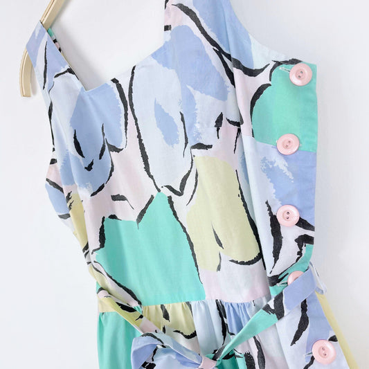 vintage 80s sears pastel tulips house dress