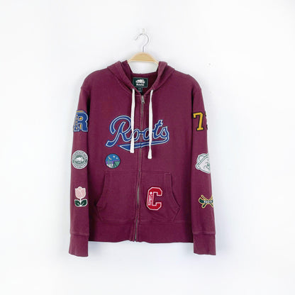 roots 2018 retro patches full zip hoodie