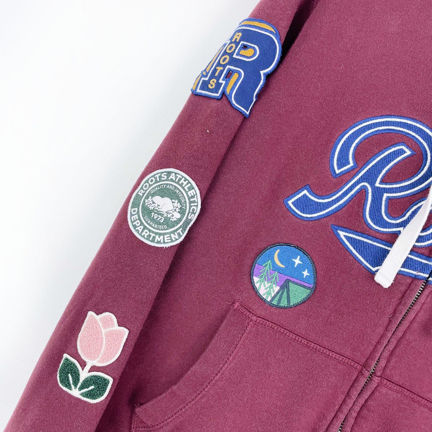 roots 2018 retro patches full zip hoodie