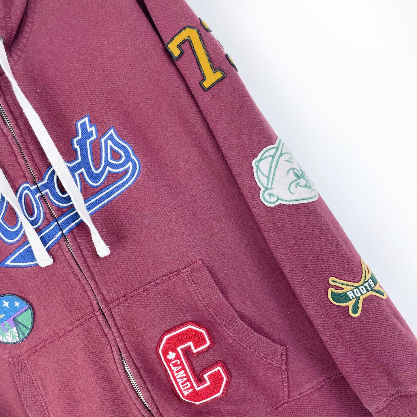 roots 2018 retro patches full zip hoodie
