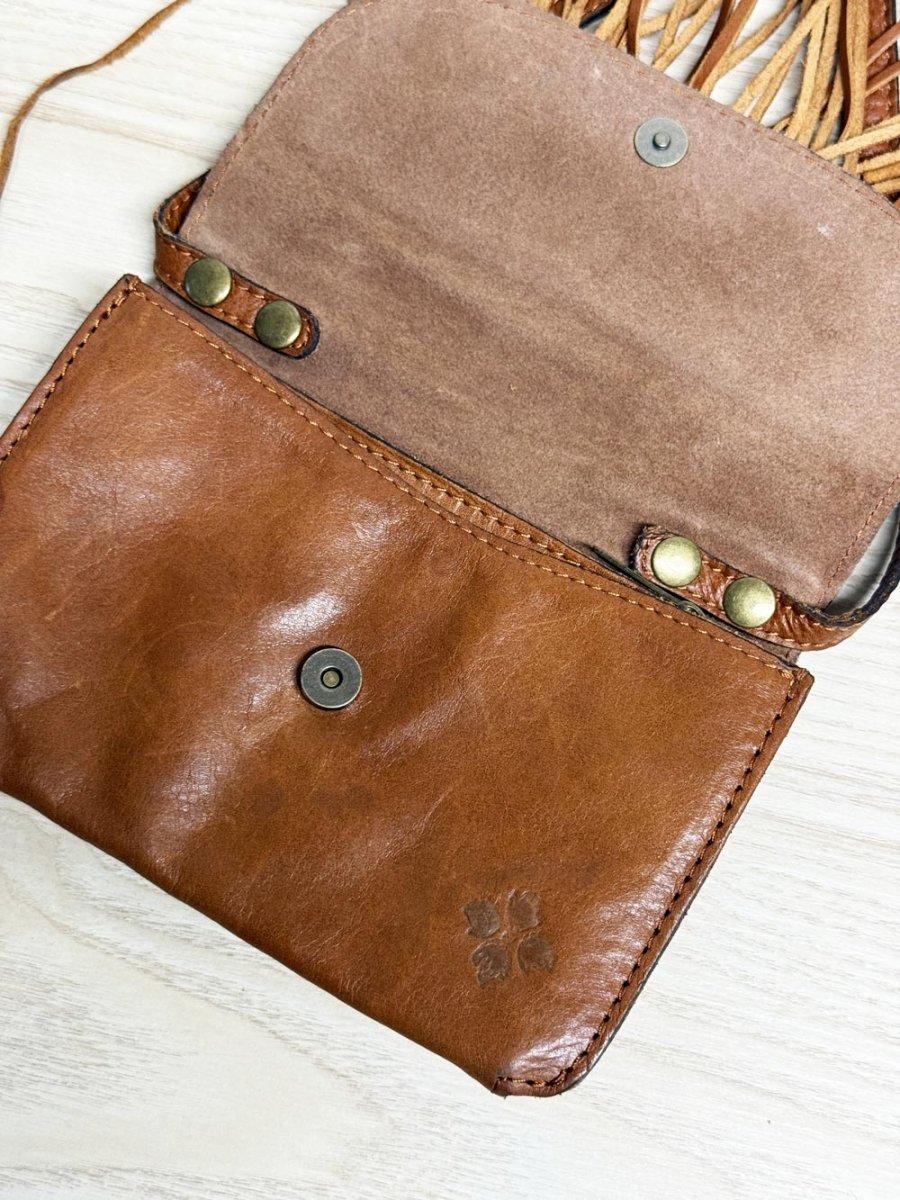 patricia nash leather fringe mini crossbody bag - good market thrift store