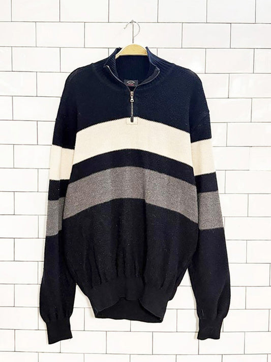 paul & shark 100% merino wool striped half zip sweater | made in Italy - good market thrift store
