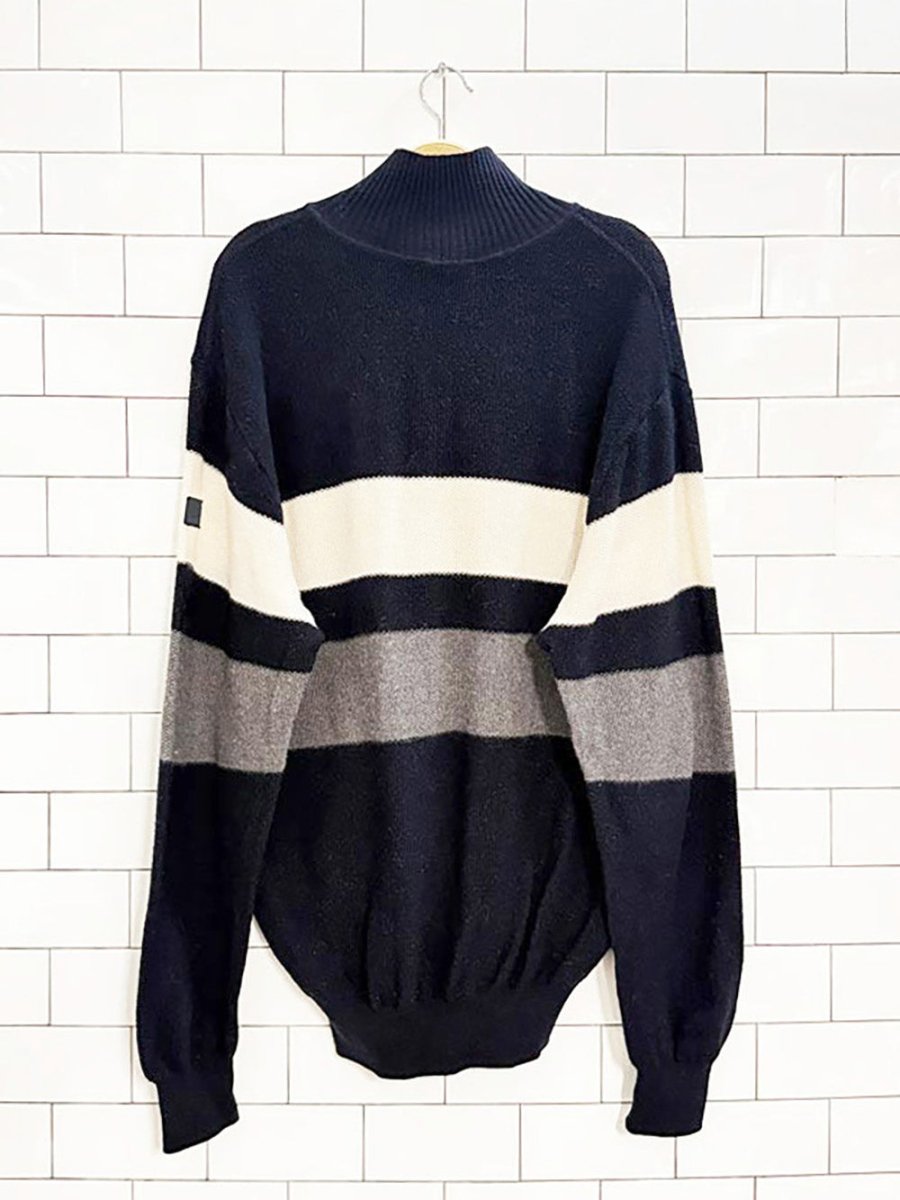 paul & shark 100% merino wool striped half zip sweater | made in Italy - good market thrift store