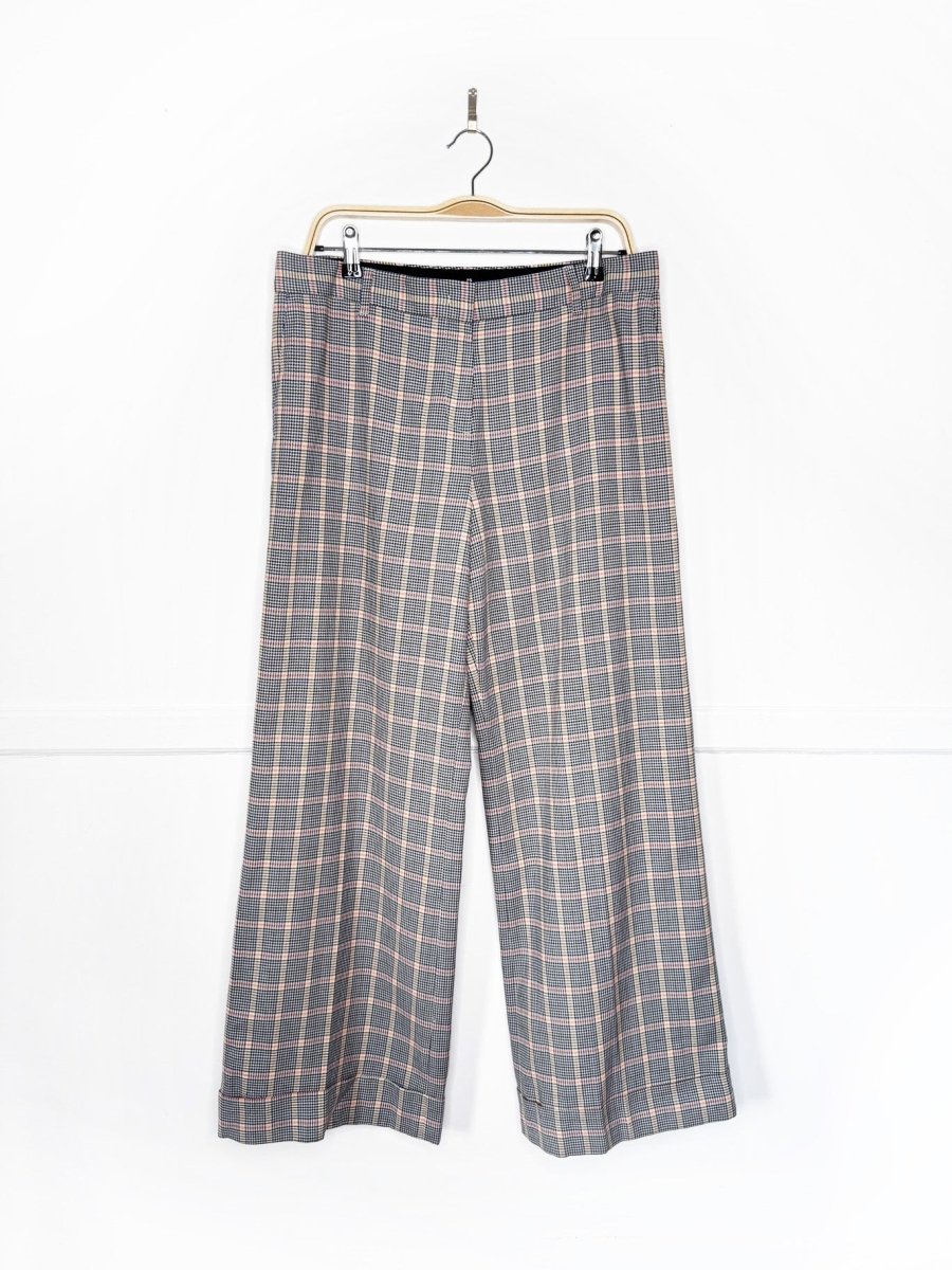 paul smith plaid wide leg cuffed tailored trouser - good market thrift store