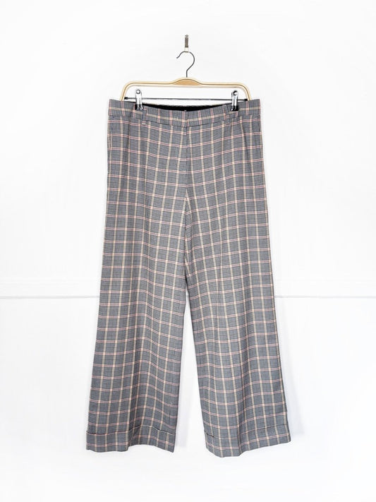 paul smith plaid wide leg cuffed tailored trouser - good market thrift store