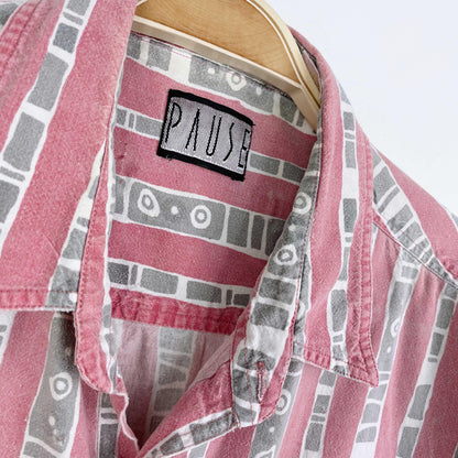 vintage 90s pause patterned cabana shirt