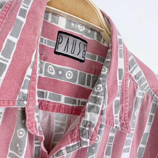 vintage 90s pause patterned cabana shirt