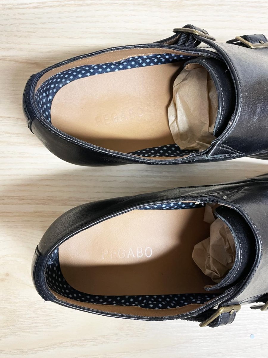 pegabo monk strap leather shoes - good market thrift store
