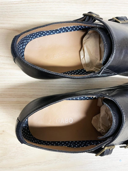 pegabo monk strap leather shoes - good market thrift store